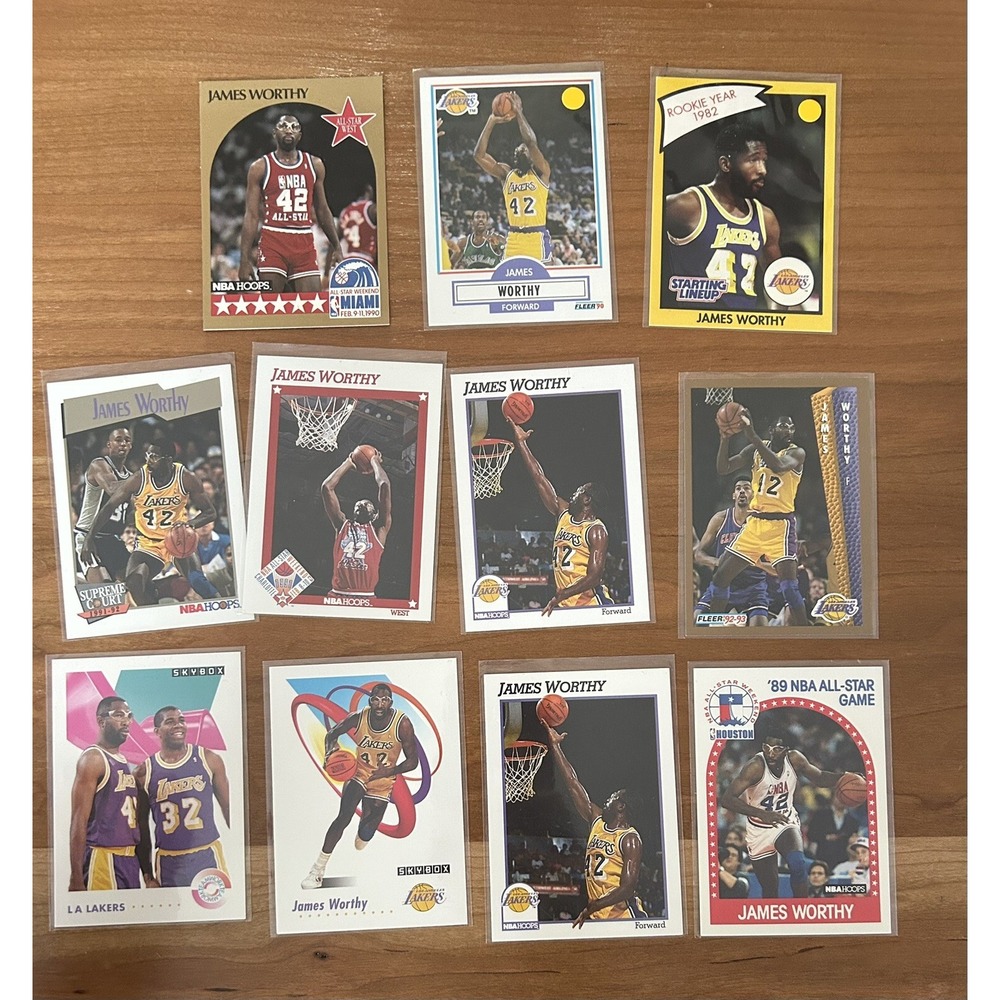 Varied Lot of 11 Basketball Cards LA Lakers James Worthy (Z2)